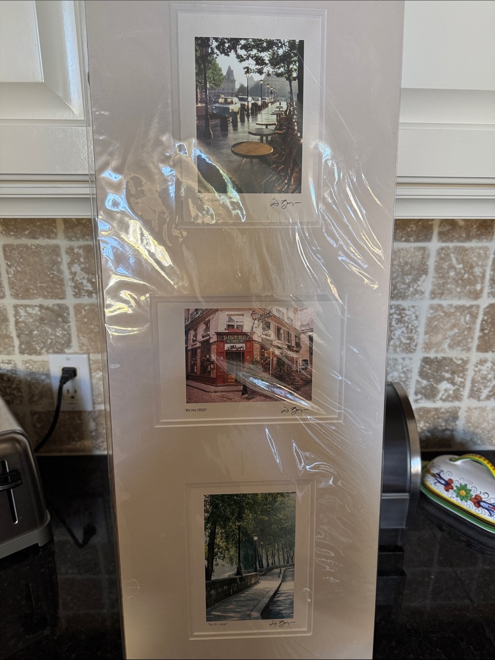 Framed Triptych Wall Art in Cream by BARLOGA Brand New